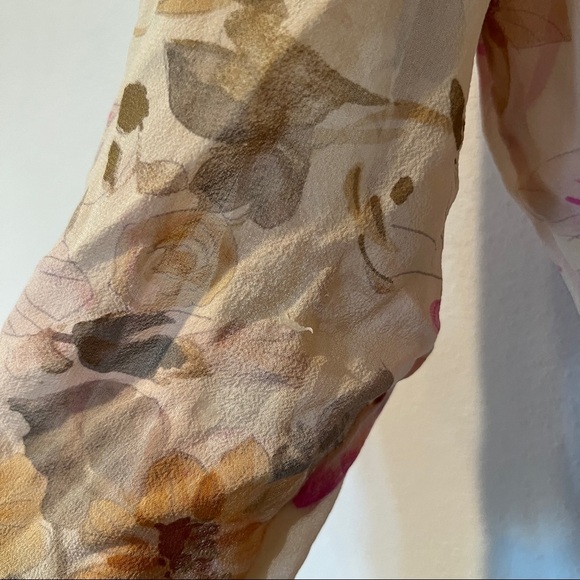 90s Vintage Miller Shor Silk Sheer Floral Maxi Half Sleeve Overlay Dress - Picture 6 of 11